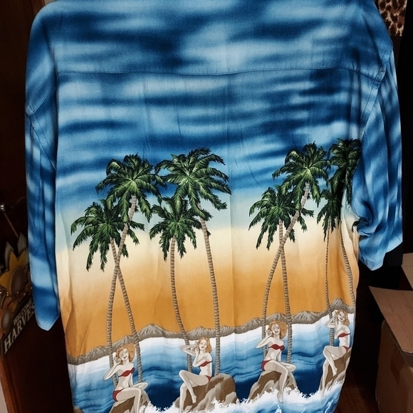 Vintage Campia Moda XL Mens Hawaii Bikini Girls and Palm tree rayon shirt - Picture 12 of 15
